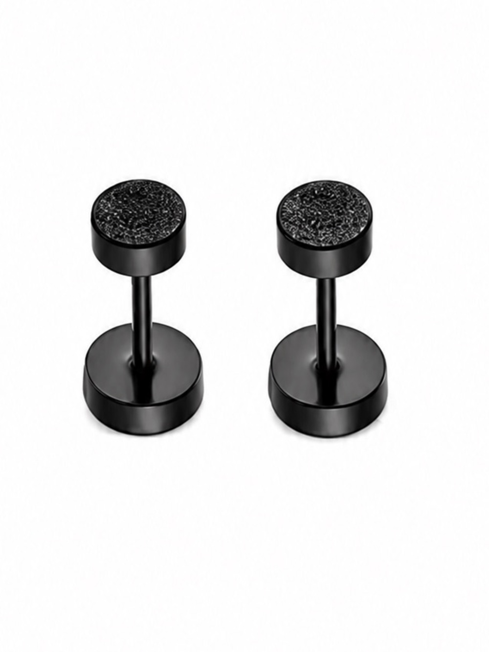 Tiny Black Textured Dot Flat Back Stud Earrings 20G Stainless Steel 3mm